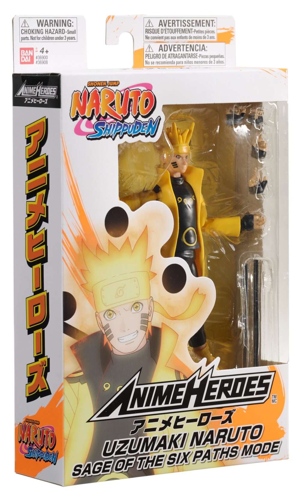 36908 | Bandai | Anime Heroes | Naruto Series | Uzumaki Naruto Sage Of Six Paths Mode | Action Figure